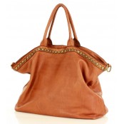 V4 Skórzana torba shopper na ramię damska. Skóra naturalna vintage Nity
